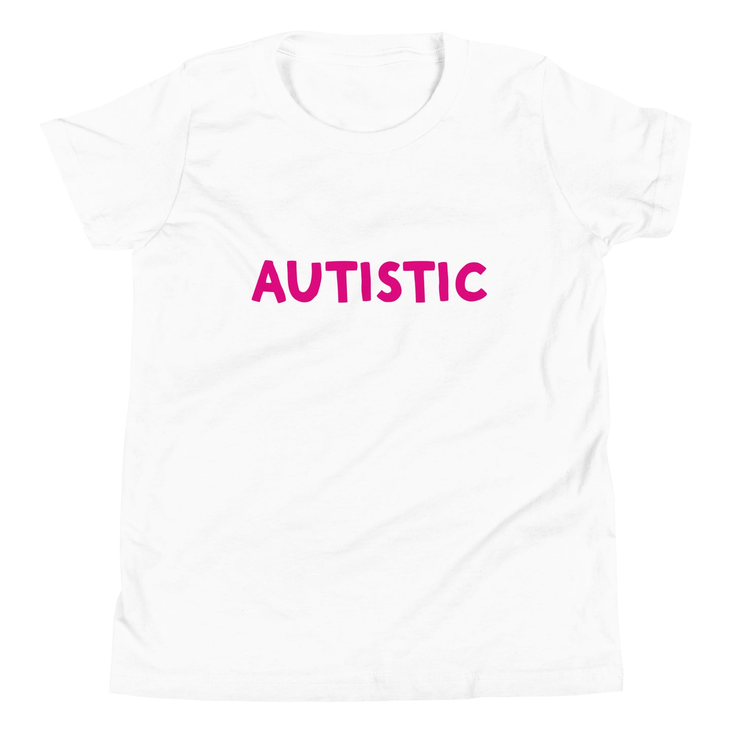 Please Be Patient, I'm Autistic White Kids Shirt Pink logo
