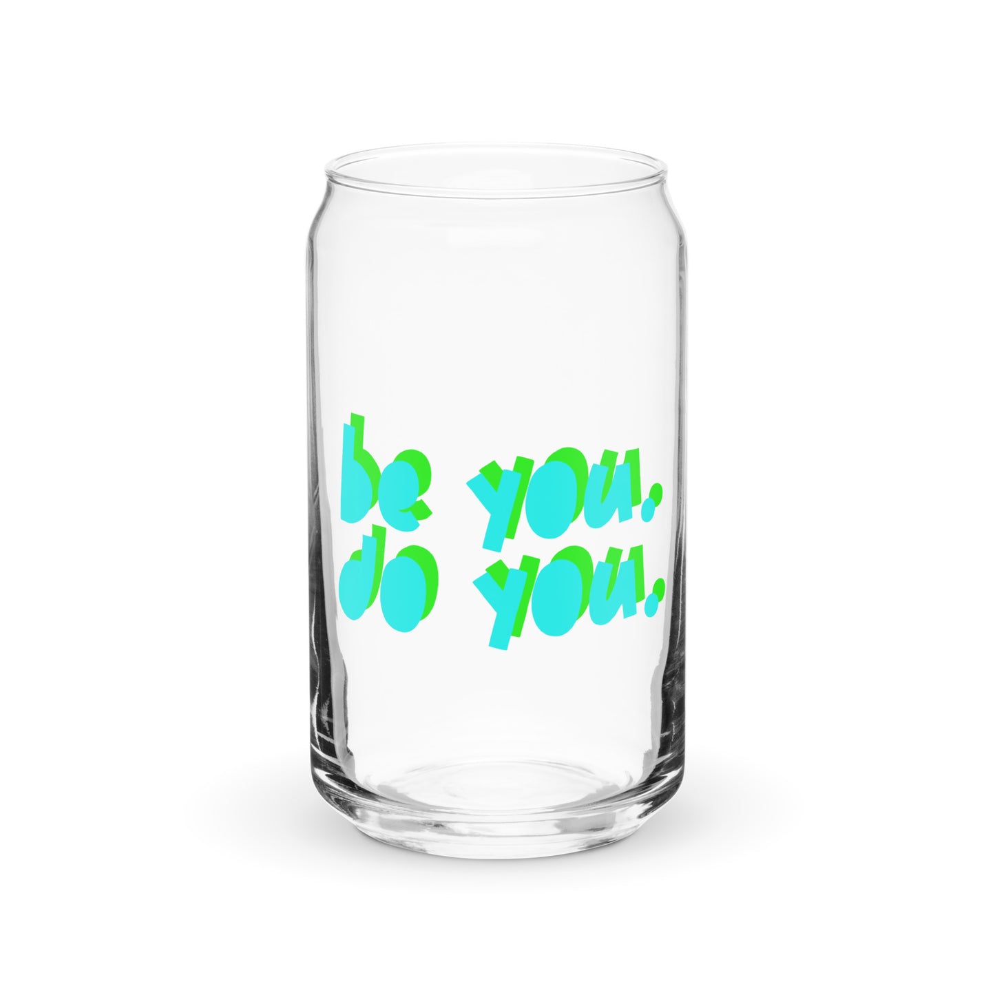 BYDY - Teal/Lime Green Logo - Can-shaped glass