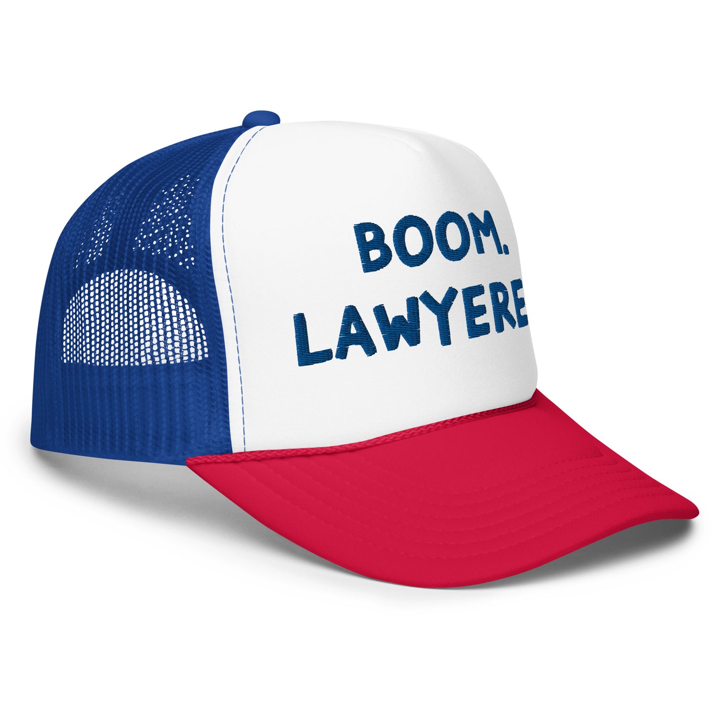 Boom. Lawyered. - Red White and Blue Trucker Hat