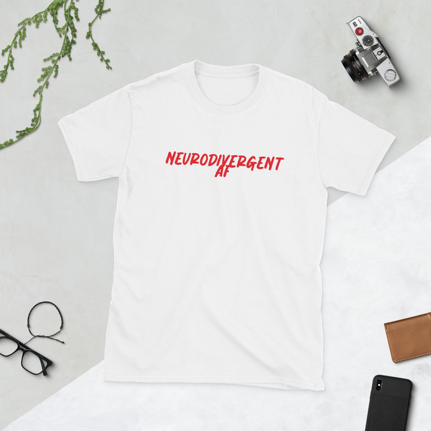 Neurodivergent AF - Red Logo - Adult T-Shirt