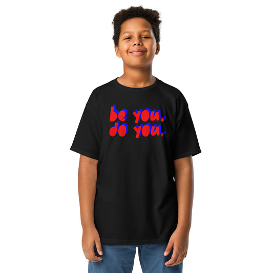 Be You Do  You Red Blue Logo Kids Black Shirt