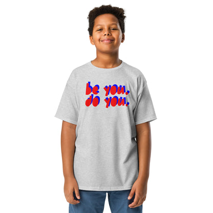 Be You Do  You Red Blue Logo Kids Light Gray Shirt