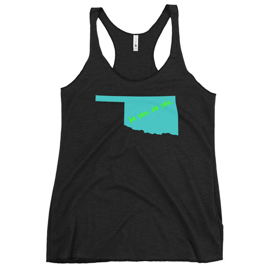 Be You Do You Teal Neon Green Oklahoma Logo - Black Tank