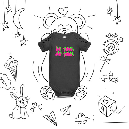 BYDY - Hot Pink/Lime Green Logo - Baby One Piece
