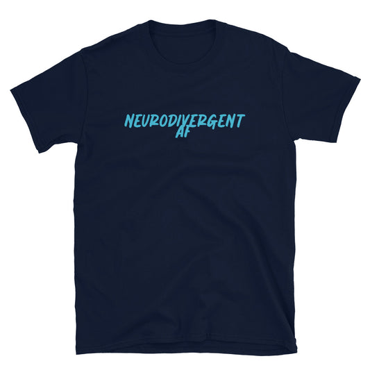 Neurodivergent AF - Sky Blue Logo - Adult T-Shirt