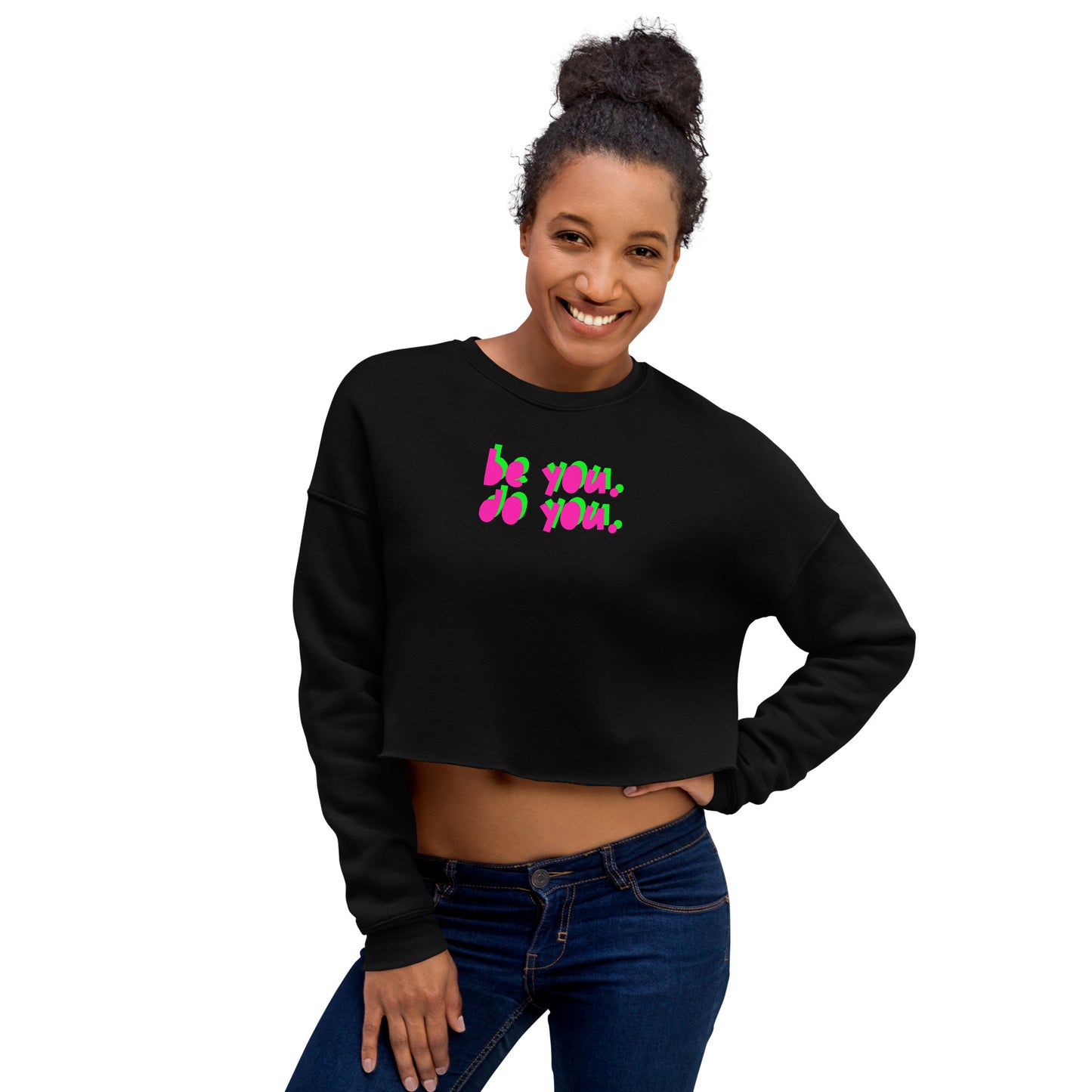 BYDY - Hot Pink/Neon Green Logo - Crop Sweatshirt