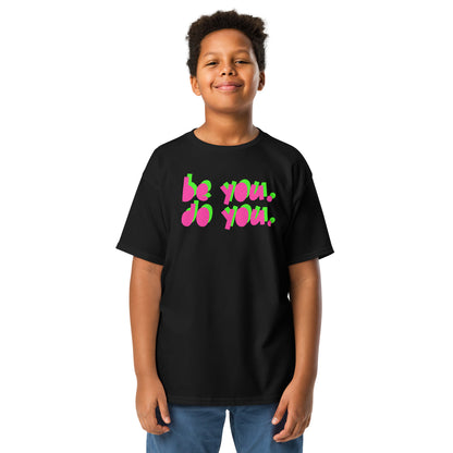 BYDY - Hot Pink/Lime Green Logo - Kids Tee